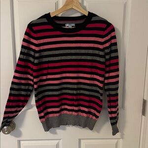 Izod Pink and Black Striped Knit Top